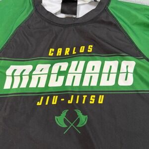 Carlos Machado Jiu-Jitsu Rash Guard Mens 2XL Black Green BJJ MMA Training Shirt